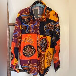 LUC MATTON Men's Bold Multi-Color Patterned Button-Up Shirt NEW